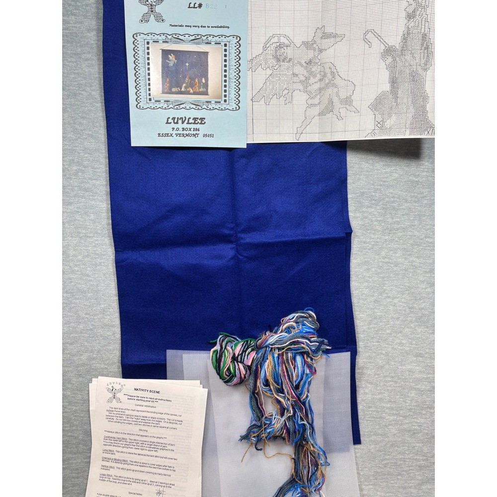 Vtg LUVLEE Nativity Scene Kit Embroidery Plastic Canvas Needlepoint